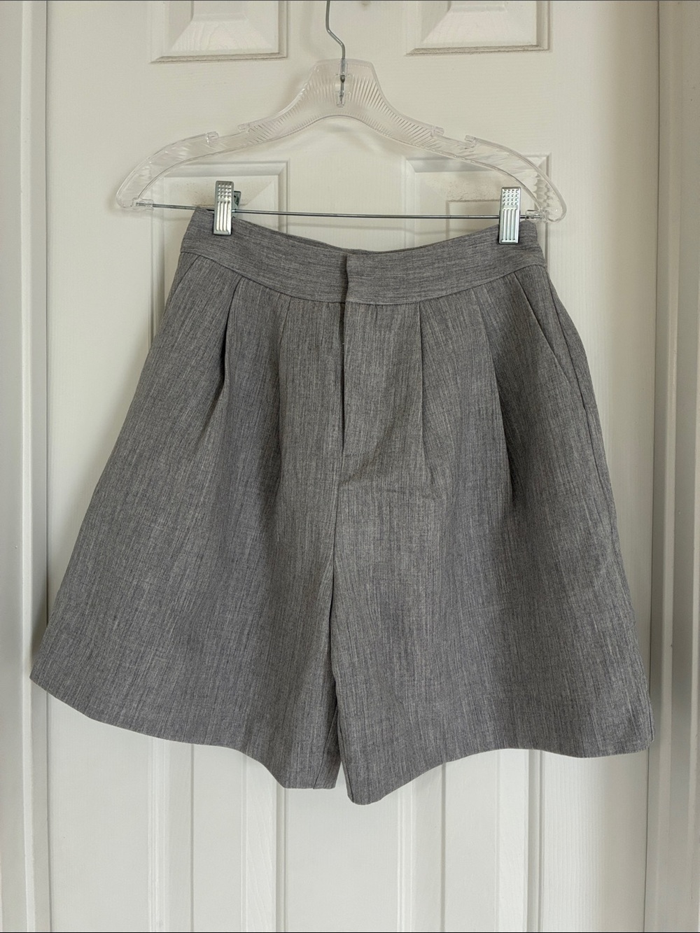 Endless Rose Gray Pleated High-Rise Bermuda Shorts